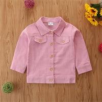 Girls Lapel Button Letter Printed Jacket Girls Clothing Wholesale - PrettyKid