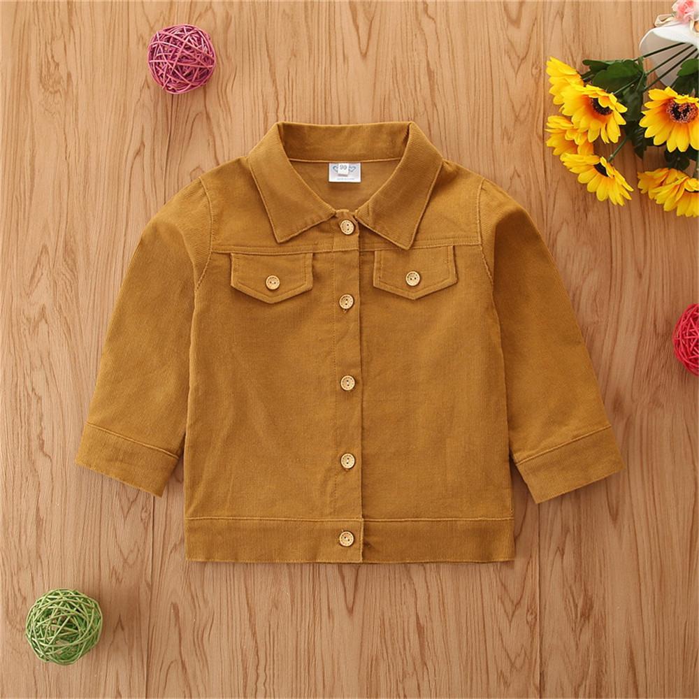 Girls Lapel Button Letter Printed Jacket Girls Clothing Wholesale - PrettyKid