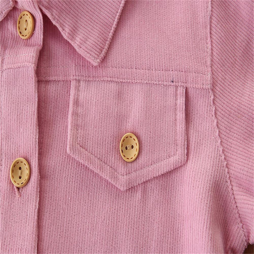 Girls Lapel Button Letter Printed Jacket Girls Clothing Wholesale - PrettyKid