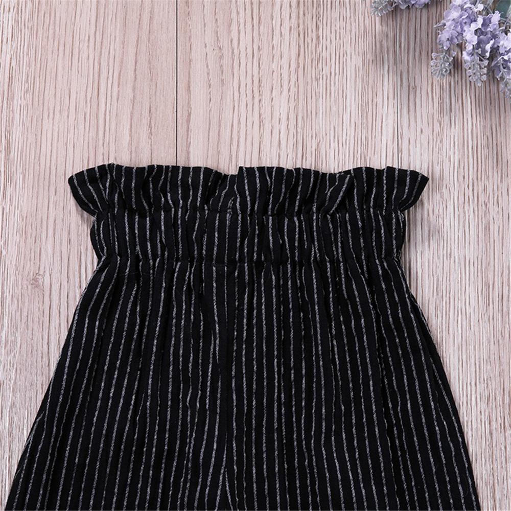 Toddler Girls Lapel Button Long Sleeve Blouse & Stripe Bulk Baby Girl Clothes - PrettyKid