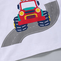 Boys Lapel Cartoon Car Printed Long Sleeve Top Wholesale Childrens Clothing - PrettyKid