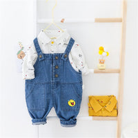 Boys Lapel Letter Printed Long Sleeve Shirt & Pants - PrettyKid