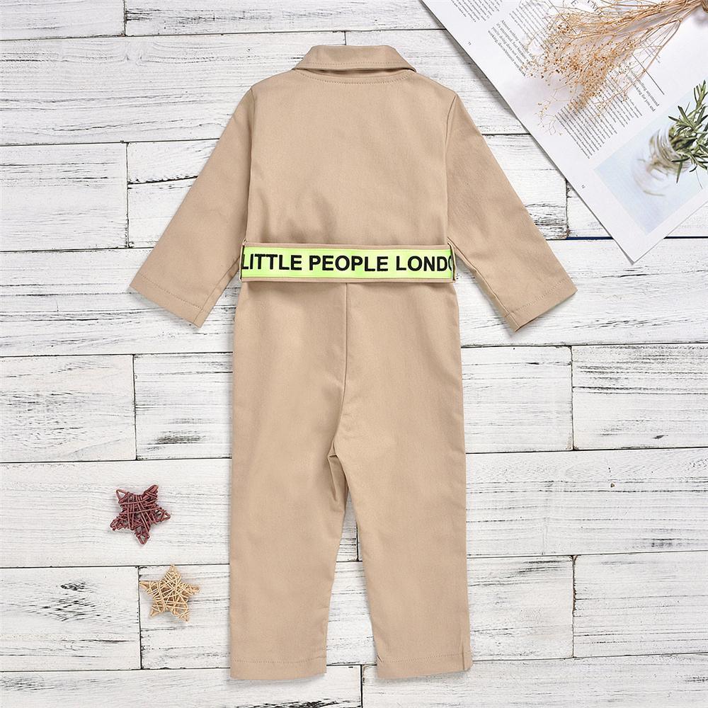 Boys Lapel Letters Ribbon Cardigan Jumpsuits Wholesale - PrettyKid