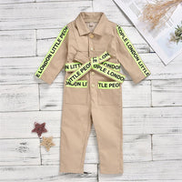 Boys Lapel Letters Ribbon Cardigan Jumpsuits Wholesale - PrettyKid