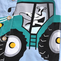 Boys Lapel Long Sleeve Cartoon Car Printed Shirt Boys Clothes Wholesale - PrettyKid