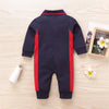 Baby Boys Lapel Long Sleeve Color Block Romper Baby Clothes Warehouse - PrettyKid