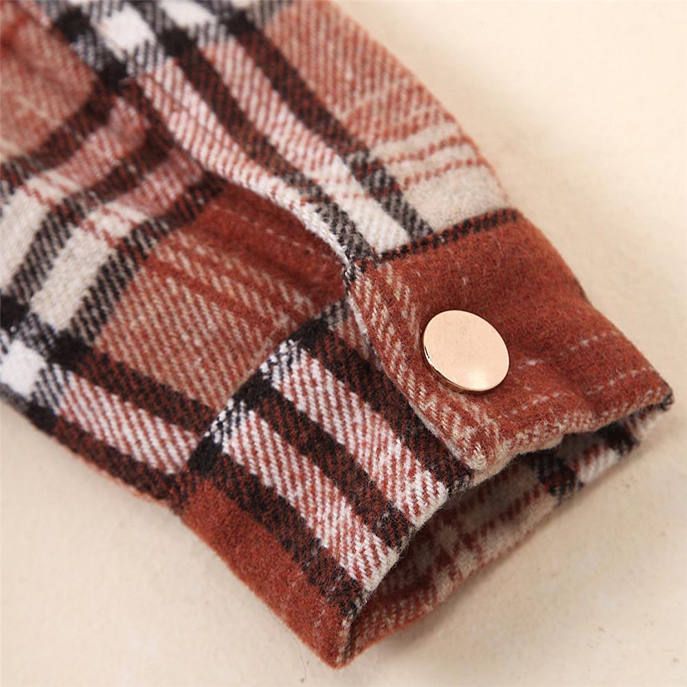 Unisex Lapel Long Sleeve Plaid Button Pocket Jacket Kids Wholesale Clothing - PrettyKid