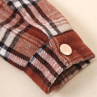 Unisex Lapel Long Sleeve Plaid Button Pocket Jacket Kids Wholesale Clothing - PrettyKid