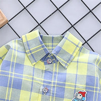 Boys Lapel Long Sleeve Plaid Shirt & Pants - PrettyKid