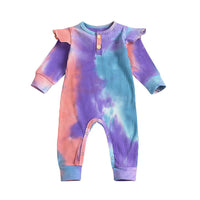 Baby Lapel Long Sleeve Tie Dye Romper Wholesale Baby Clothing - PrettyKid