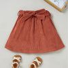 Girls Lapel Polka Dot Short Sleeve Button Top & Solid Skirt Toddler Girls Wholesale - PrettyKid
