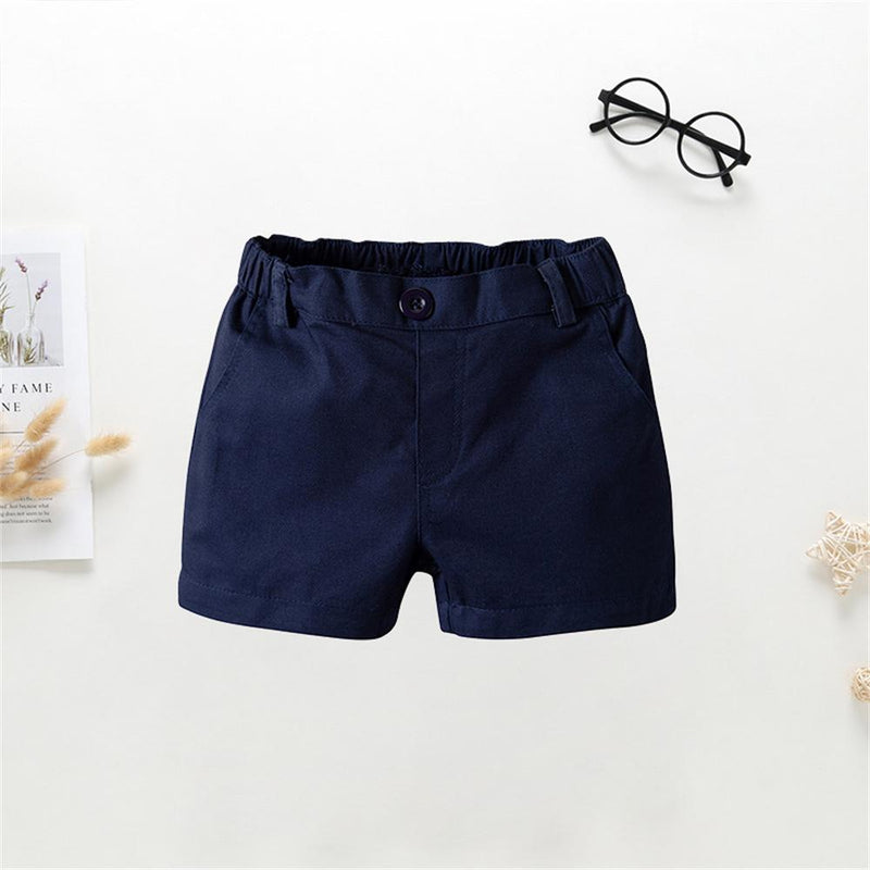 Baby Boys Lapel Short Sleeve Romper & Solid Shorts Baby clothing Suppliers in bulk - PrettyKid