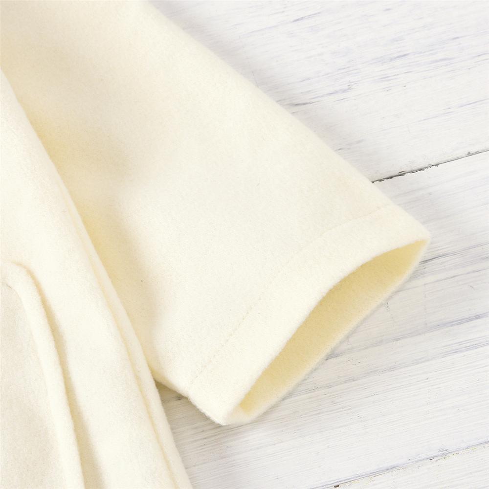 Girls Lapel Solid Color Pocket Long Sleeve Button Coat Wholesale Girl Clothing - PrettyKid