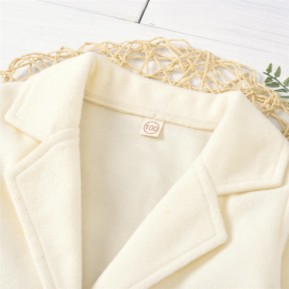 Girls Lapel Solid Color Pocket Long Sleeve Button Coat Wholesale Girl Clothing - PrettyKid