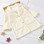 Girls Lapel Solid Color Pocket Long Sleeve Button Coat Wholesale Girl Clothing - PrettyKid