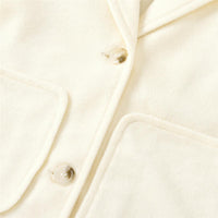 Girls Lapel Solid Color Pocket Long Sleeve Button Coat Wholesale Girl Clothing - PrettyKid
