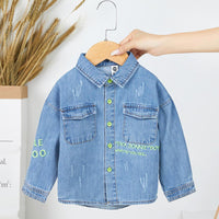 Boys Lapel Solid Denim Jackets Baby Boys Clothes Wholesale - PrettyKid