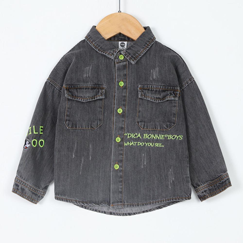 Boys Lapel Solid Denim Jackets Baby Boys Clothes Wholesale - PrettyKid