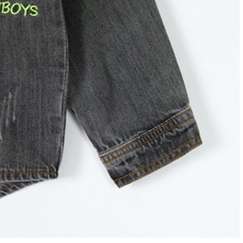 Boys Lapel Solid Denim Jackets Baby Boys Clothes Wholesale - PrettyKid