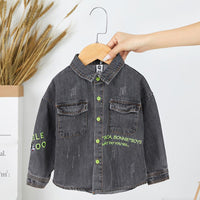 Boys Lapel Solid Denim Jackets Baby Boys Clothes Wholesale - PrettyKid