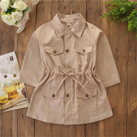 Girls Lapel Solid Long Sleeve Cardigan Coats Wholesale - PrettyKid