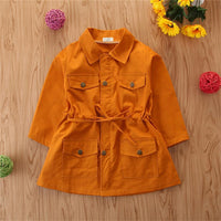 Girls Lapel Solid Long Sleeve Cardigan Coats Wholesale - PrettyKid