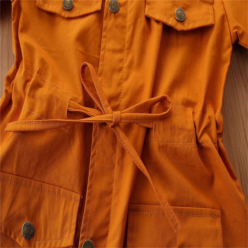 Girls Lapel Solid Long Sleeve Cardigan Coats Wholesale - PrettyKid