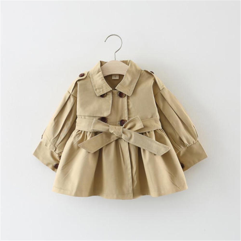 Girl Lapel Solid Long Sleeve Outerwear - PrettyKid