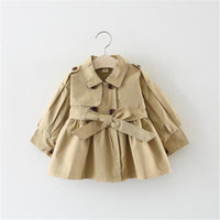 Girl Lapel Solid Long Sleeve Outerwear - PrettyKid