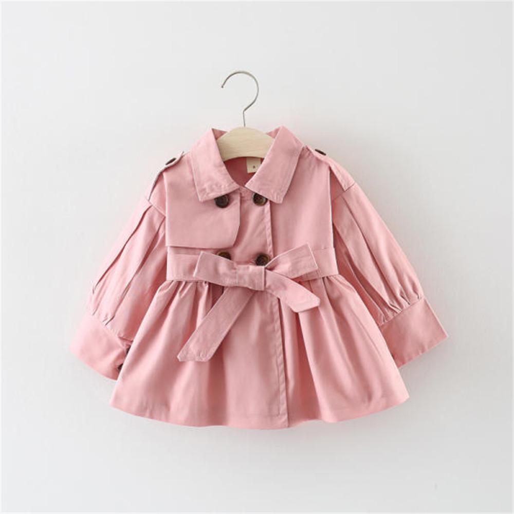 Girl Lapel Solid Long Sleeve Outerwear - PrettyKid