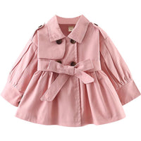 Girl Lapel Solid Long Sleeve Outerwear - PrettyKid