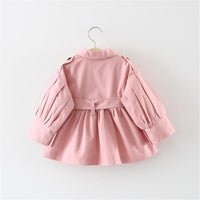 Girl Lapel Solid Long Sleeve Outerwear - PrettyKid