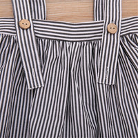 Girls Lapel Solid Top & Stripe Skirt - PrettyKid