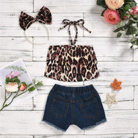 Girls Layered Leopard Tank Top & Sequin Denim Shorts Baby clothes Cheap Wholesale - PrettyKid