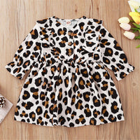 Baby Girls Leopard Button Long Sleeve Dress Wholesale Baby Outfits - PrettyKid