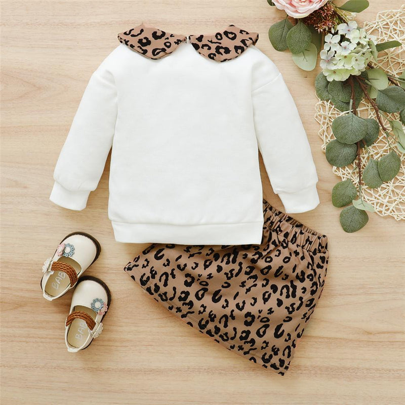 Girls Leopard Cat Crew Neck Long Sleeve Top & Skirt Buy Kids Clothing Wholesale - PrettyKid