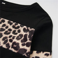 Girls Leopard Color Block Long Sleeve T-shirt Girls Wholesale Clothes - PrettyKid
