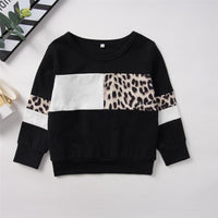 Girls Leopard Color Block Long Sleeve T-shirt Girls Wholesale Clothes - PrettyKid