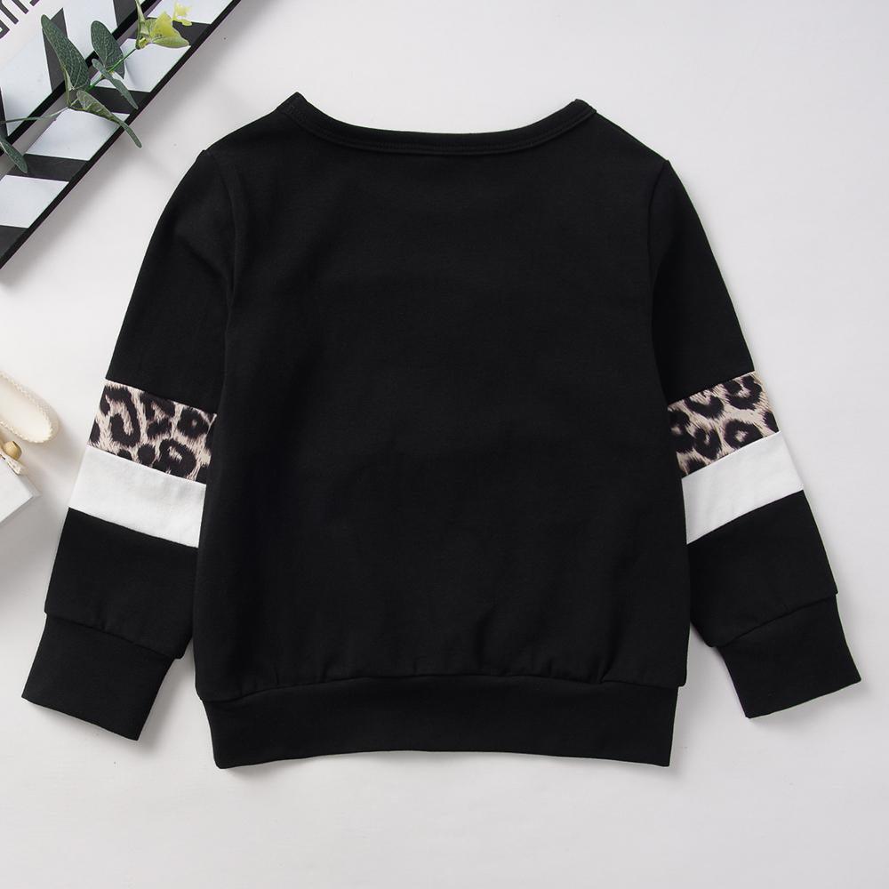 Girls Leopard Color Block Long Sleeve T-shirt Girls Wholesale Clothes - PrettyKid