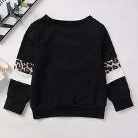 Girls Leopard Color Block Long Sleeve T-shirt Girls Wholesale Clothes - PrettyKid