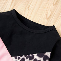 Girls Leopard Color Block Long Sleeve Top & Pants Girls Clothing Wholesalers - PrettyKid