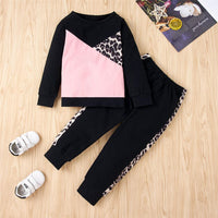 Girls Leopard Color Block Long Sleeve Top & Pants Girls Clothing Wholesalers - PrettyKid