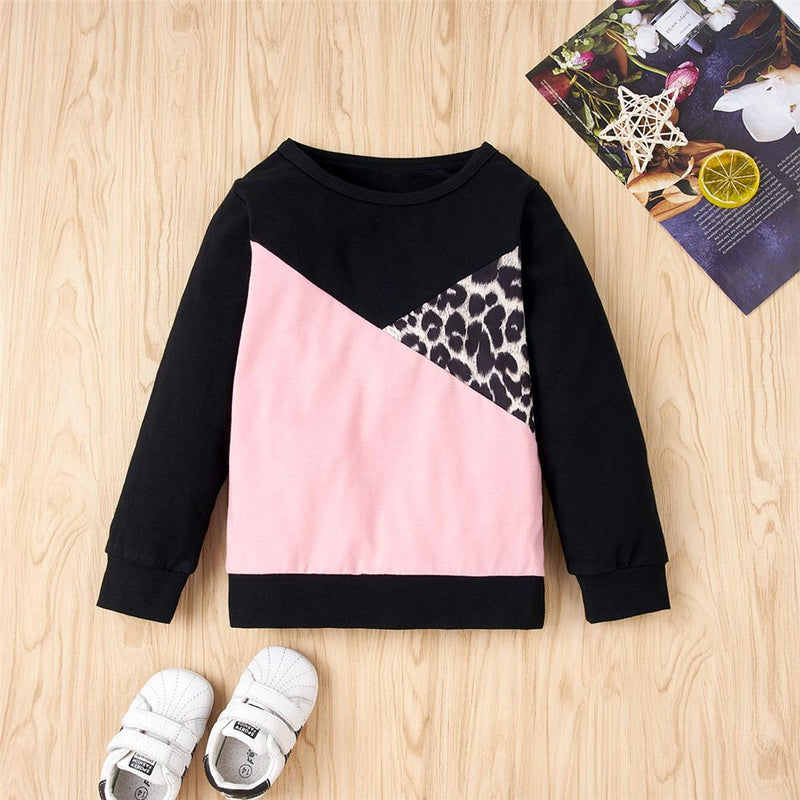 Girls Leopard Color Block Long Sleeve Top & Pants Girls Clothing Wholesalers - PrettyKid