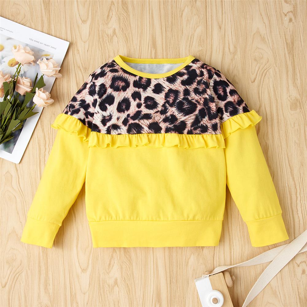 Girls Leopard Crew-neck Long Sleeve Top & Trousers Wholesale Girls - PrettyKid