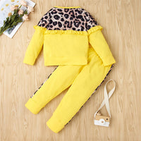 Girls Leopard Crew-neck Long Sleeve Top & Trousers Wholesale Girls - PrettyKid