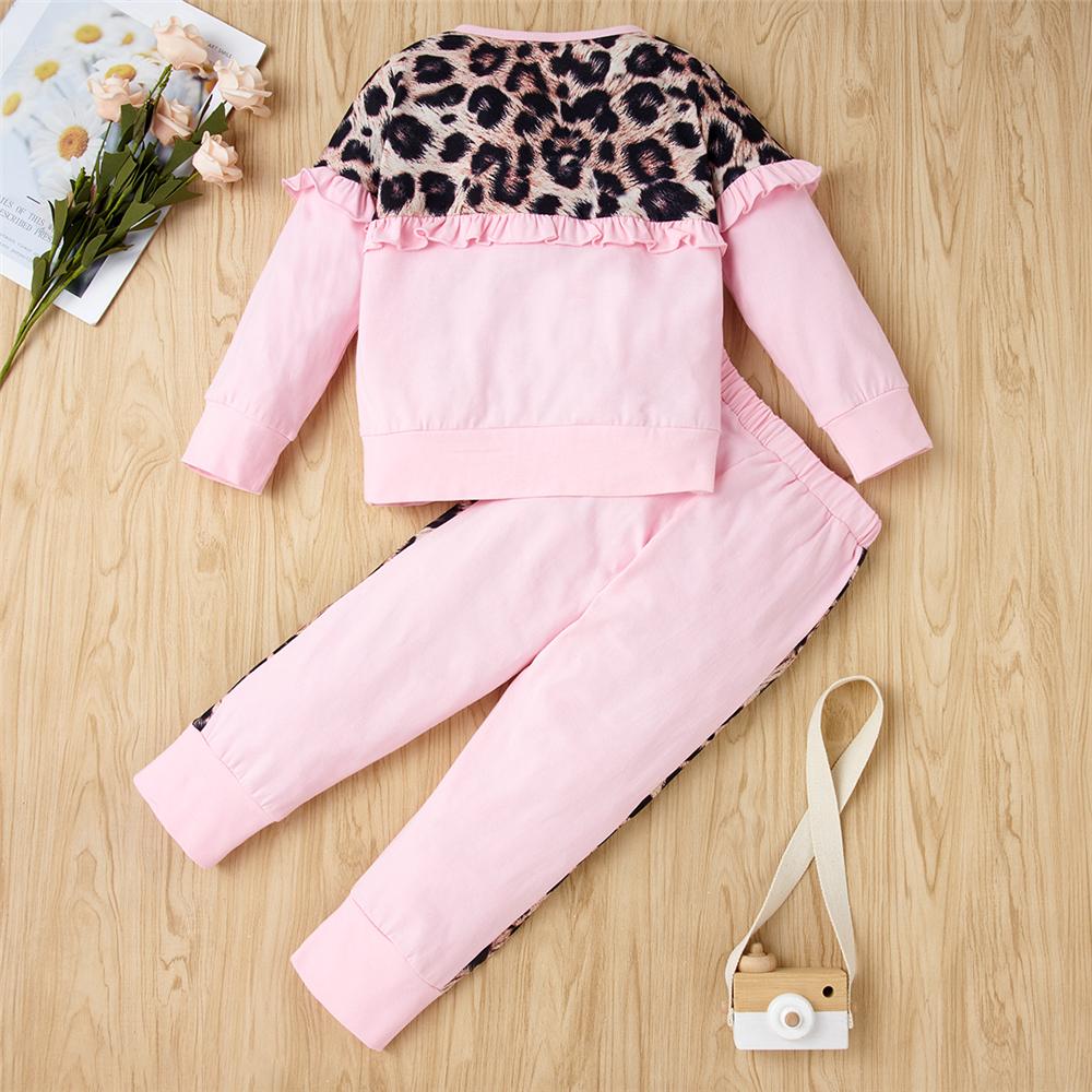 Girls Leopard Crew-neck Long Sleeve Top & Trousers Wholesale Girls - PrettyKid