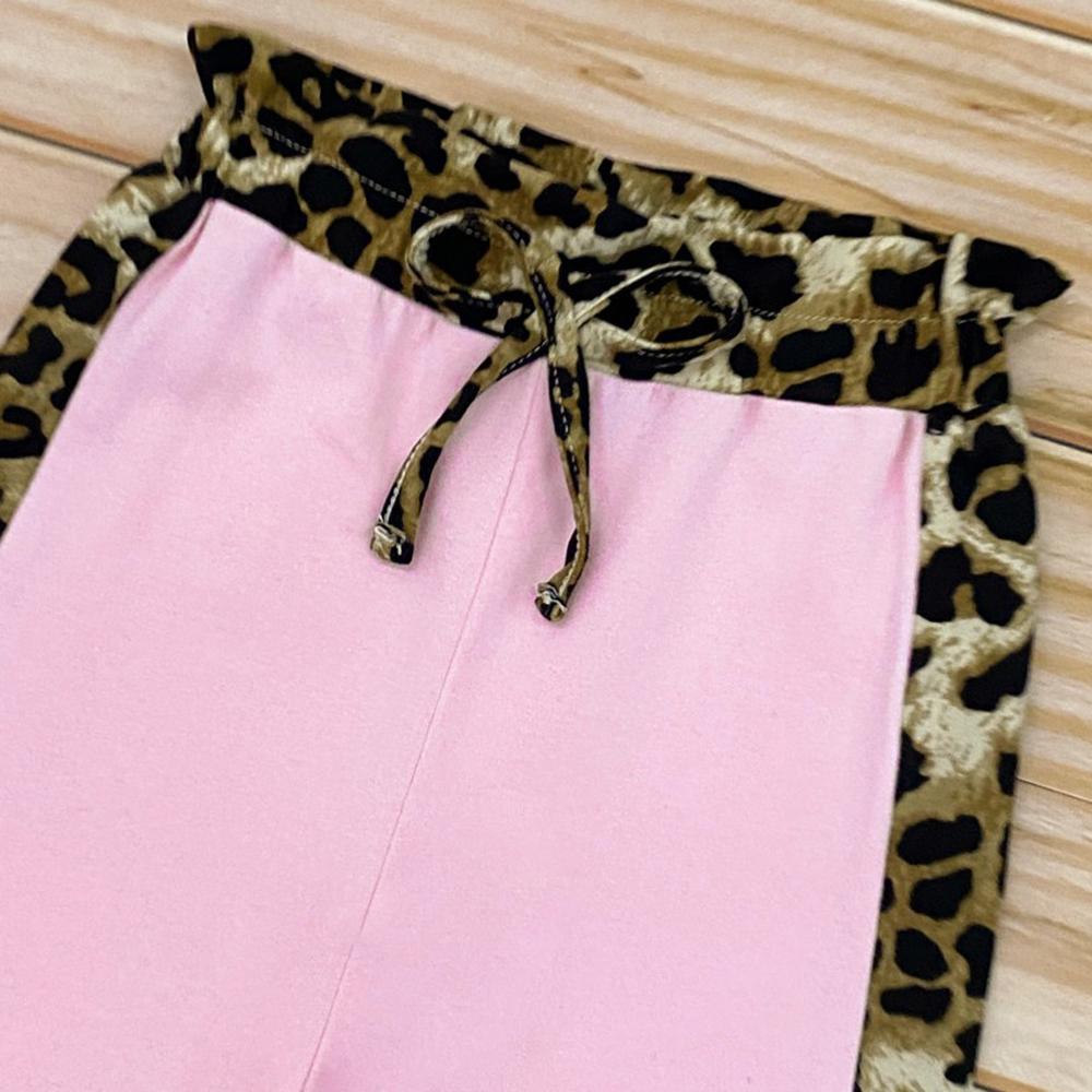 Girls Leopard Crew Neck Long Sleeve Top & Trousers Girls Clothes Wholesale - PrettyKid