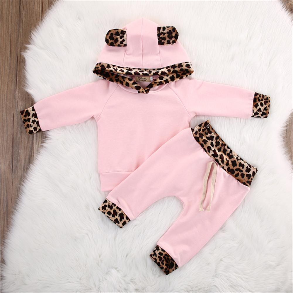 Baby Girls Leopard Cute Hooded Top & Pants Baby Clothing Warehouse - PrettyKid