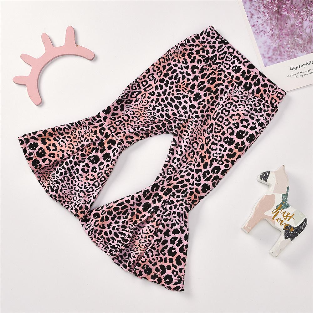 Girls Leopard Heart Printed Short Sleeve Top & Bell Trousers Girls Boutique Clothes Wholesale - PrettyKid