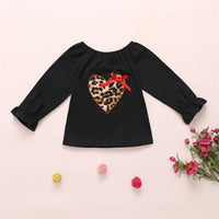 Girls Leopard Heart Solid Tops & Flares Pants Wholesale Daddys Girl Baby Outfit - PrettyKid